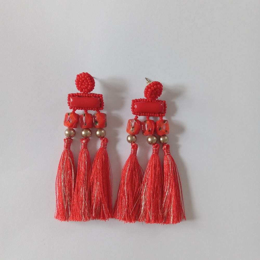 Long Earrings Red